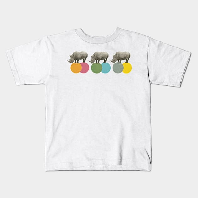 Rambling Rhinos Kids T-Shirt by Cassia